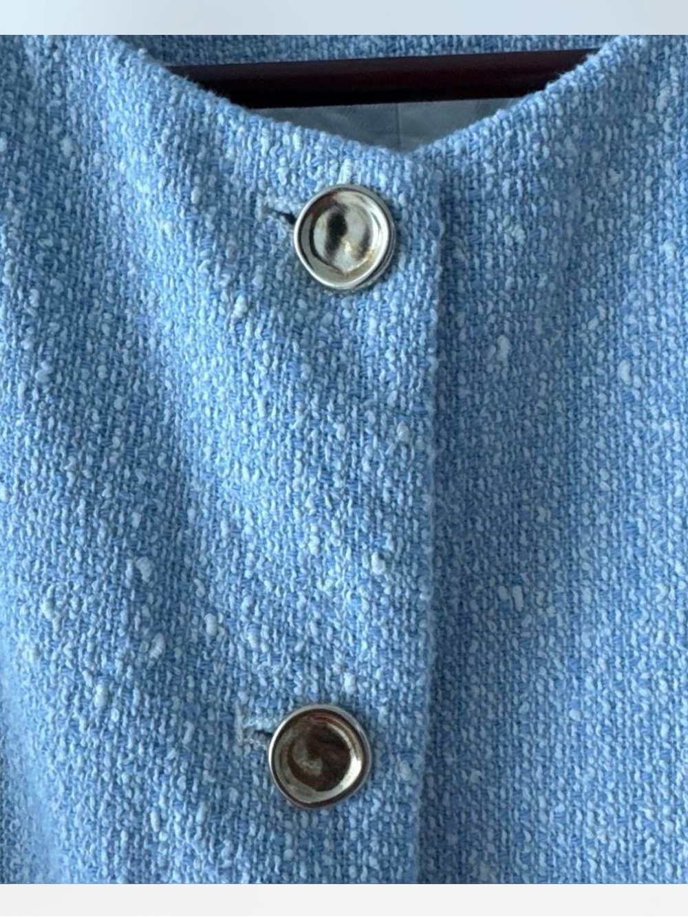 Zara Light Blue Tweed Cropped Jacket - Picture 2 of 5